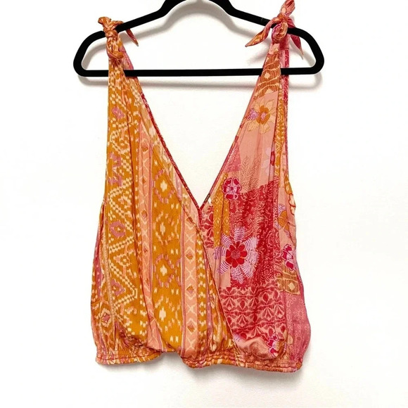 NWT Free People Tied To You Tank - Paisley Floral Cropped Blouse - Tie Strap - Picture 2 of 6